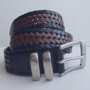 VTG Men's TOP GRAIN LEATHER Belt Size 38 Braided Color Black/Brown EUC